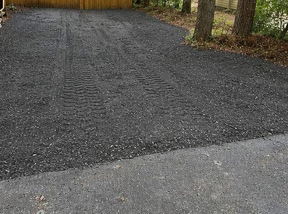 Fresh graded gravel driveway after