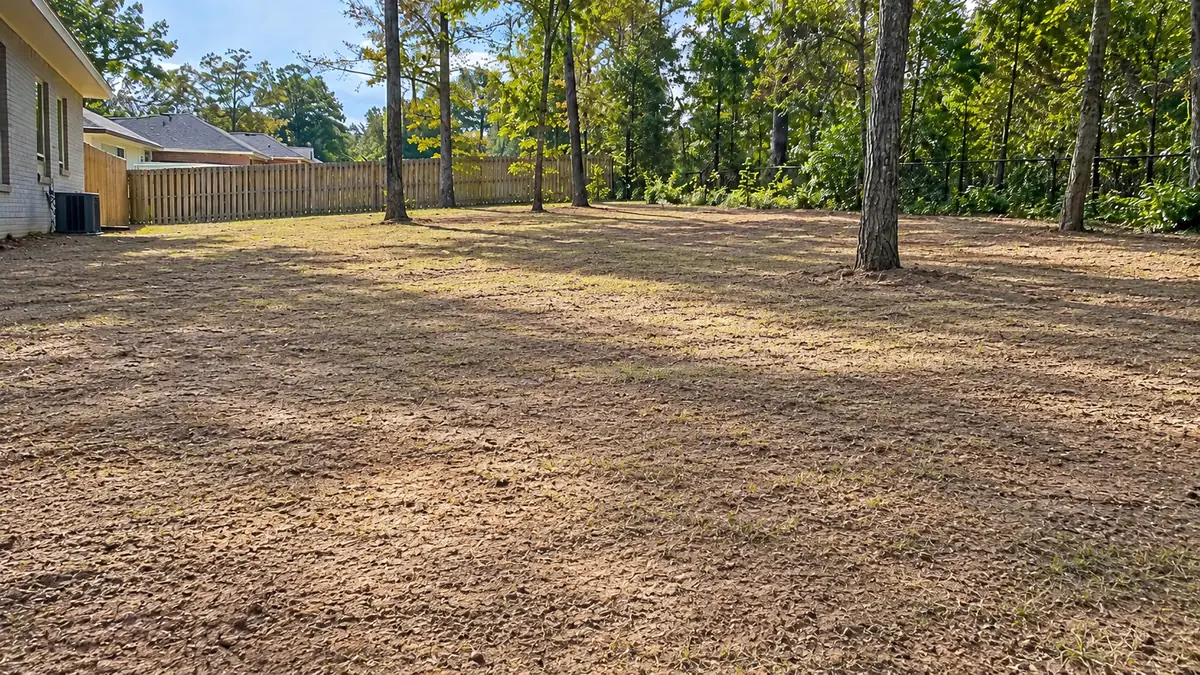 Same backyard graded smooth, leveled and seeded after grading and leveling by Dad Bod Tractor